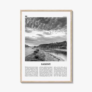 Saxony Print Black and White, Saxony Wall Art, Saxony Poster, Saxony Photo, Saxony Wall Décor, Saxony Map, Germany