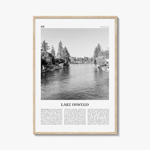 Lake Oswego Print Black and White, Lake Oswego Wall Art, Lake Oswego Poster, Lake Oswego Photo, Lake Oswego Wall Décor, Oregon, USA