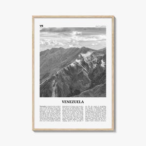 Impresión de Venezuela en blanco y negro, arte mural de Venezuela, póster de Venezuela, foto de Venezuela, decoración de pared de Venezuela, Caracas, Sudamérica