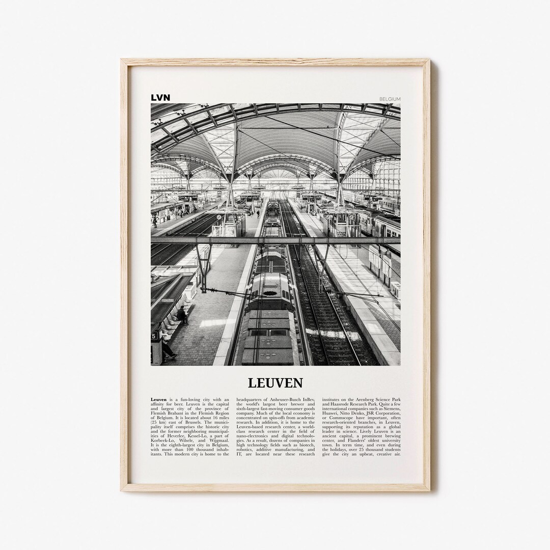 Leuven Print Black and White No 2, Leuven Wall Art Train, Leuven Poster