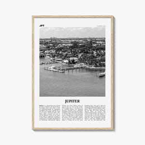 Jupiter print zwart-wit, kunst aan de muur Jupiter, poster Jupiter, foto van Jupiter, Jupiter wanddecoratie, Florida, VS, Verenigde Staten