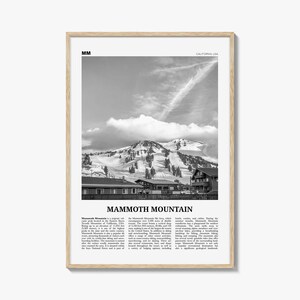 Mammoth Mountain print zwart-wit, Mammoth Mountain muurkunst, Mammoth Mountain poster, Mammoth Mountain, Californië, VS, Verenigde Staten