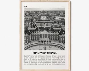 Champaign-Urbana Print Black and White, Champaign-Urbana Wall Art, Champaign-Urbana Poster, Champaign-Urbana Photo, Champaign-Urbana Décor