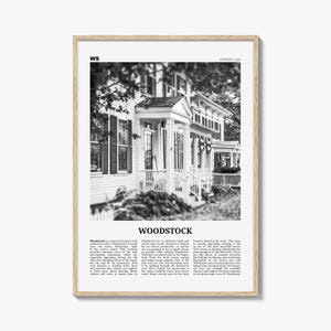 Woodstock Print Black and White Vermont, Woodstock Wall Art, Woodstock Poster, Woodstock Photo, Woodstock Wall Décor, Woodstock Map, USA