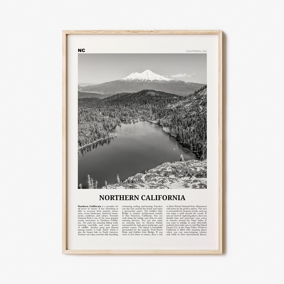 Northern California Print Black and White, Northern California Wall Art