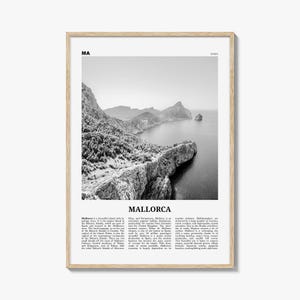 Mallorca Coastline Print: Black and White Balearic Islands Wall Art