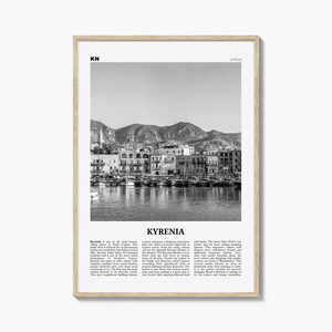 Kyrenia print zwart-wit, Kyrenia kunst aan de muur, Kyrenia poster, Kyrenia foto, Kyrenia wanddecoratie, Kyrenia kaart, Cyprus