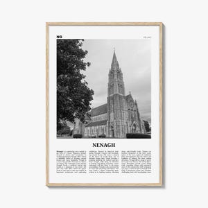 Nenagh Print schwarz und weiß, Nenagh Wandkunst, Nenagh Poster, Nenagh Foto, Nenagh Wanddekor, Nenagh Karte, Irland