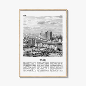 Plakat z Kairu w czerni i bieli, sztuka ścienna z podróży do Egiptu, fotografia dekoracyjna z Egiptu