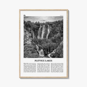 Plitvice Lakes Black and White Photo Print: Croatia Wall Art