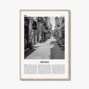 Chania Print schwarz und weiß, Chania Wandkunst, Chania Poster, Chania Foto, Chania Wanddekor, Chania Karte, Griechenland
