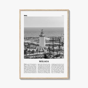 Malaga Druck schwarz weiß Nr. 3, Malaga Wandkunst, Malaga Poster, Malaga Foto, Malaga Wanddekor, Stadtdruck, Andalusien, Spanien