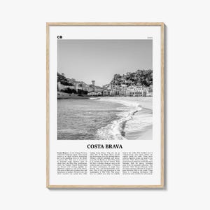 Costa Brava Print Schwarzweiß, Costa Brava Wandkunst, Costa Brava Poster, Costa Brava Foto, Costa Brava Wanddekor, Costa Brava Karte