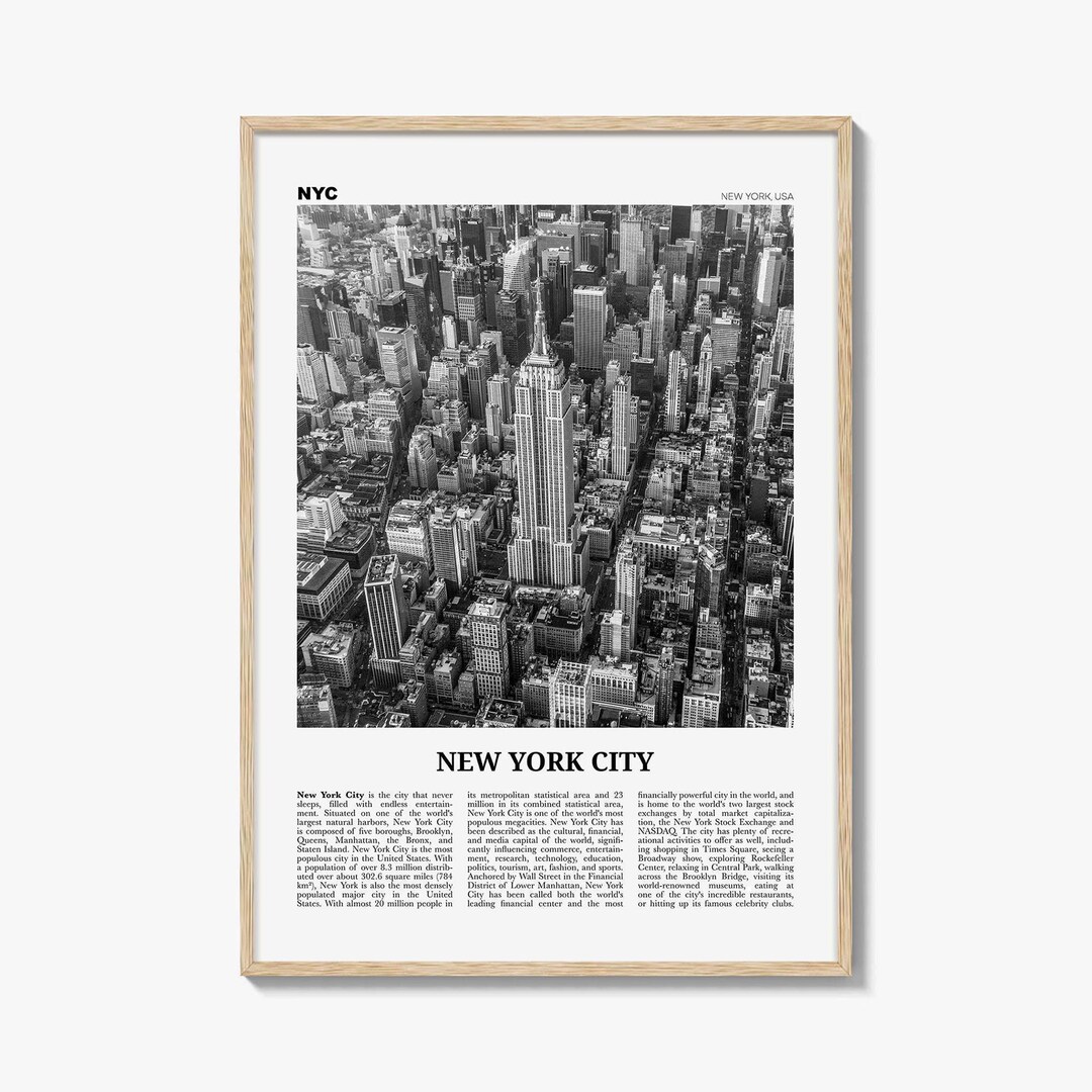 New York City Poster Print Black and White, Empire State Building Photo ...