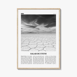 Impressão de Salar de Uyuni em preto e branco, arte de parede de Salar de Uyuni, pôster de Salar de Uyuni, foto de Salar de Uyuni, decoração de Salar de Uyuni, Bolívia
