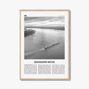 Mississippi River Print Black and White, Mississippi River Wall Art, Mississippi River Poster, Mississippi River Photo, Mississippi Map, USA