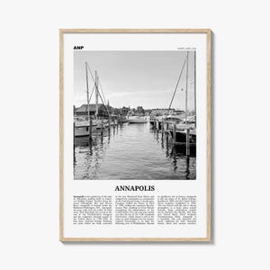 Annapolis Poster Print Black and White, Maryland Travel Wall Art, Harbor Photography