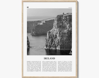 Ireland Poster Print Black and White, Cliffs of Moher Photo, Éire Travel Wall Art, Nature