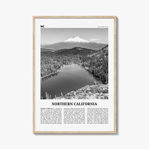北カリフォルニアの白黒プリント、北カリフォルニアの壁アート、北カリフォルニアのポスター、北カリフォルニアの写真、米国