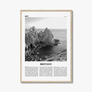 Brittany France Map Print: Black and White Photography Wall Art