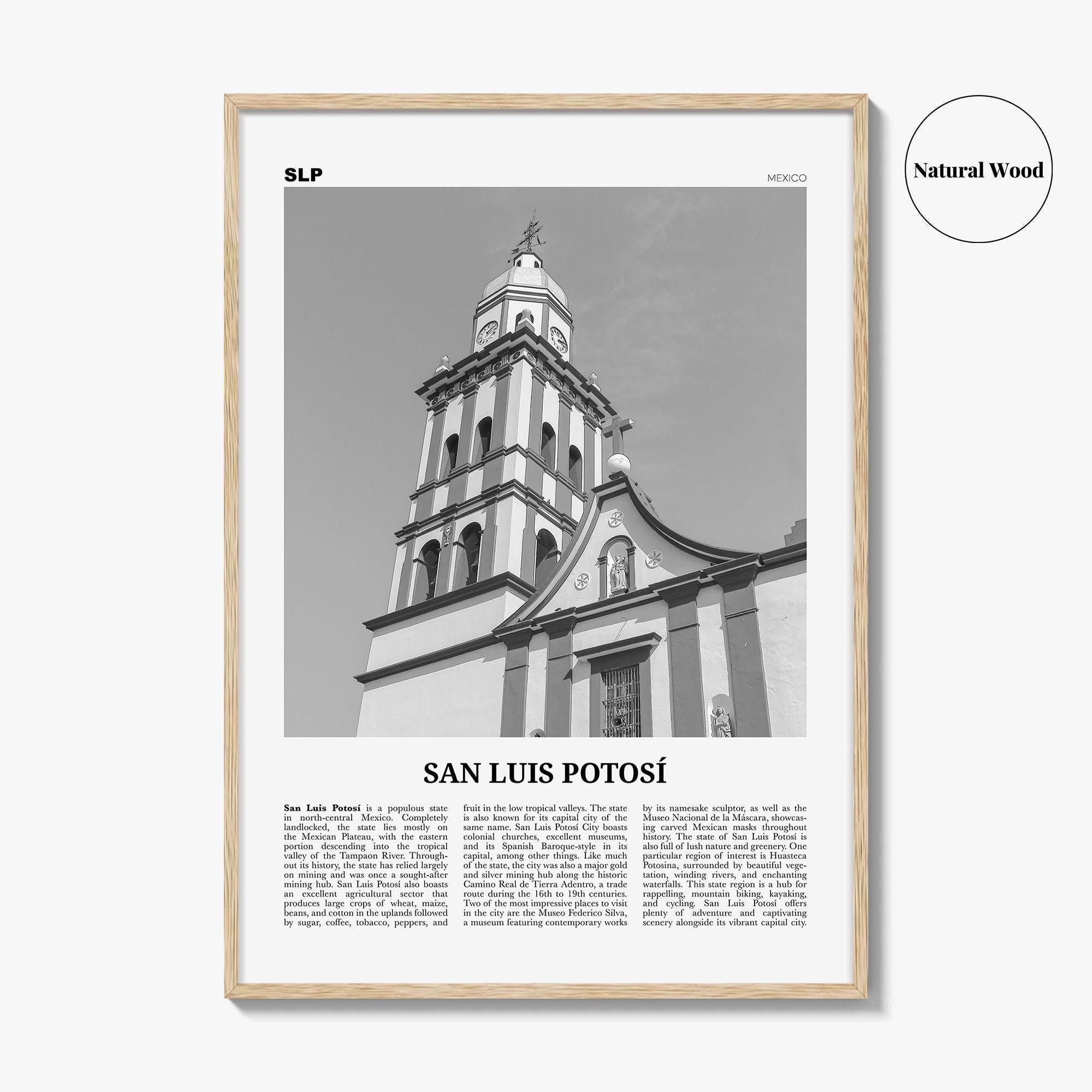 San Luis Potosí Poster Print Black and White, Mexico Travel Wall