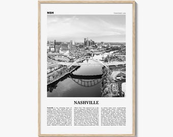 Nashville Poster Print Black and White, Tennessee Travel Wall Art, Music City Decor