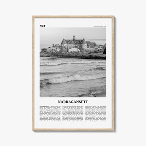 Narragansett print zwart-wit nr. 2, Narragansett kunst aan de muur, Narragansett poster, Narragansett foto, Narragansett decor, Rhode Island