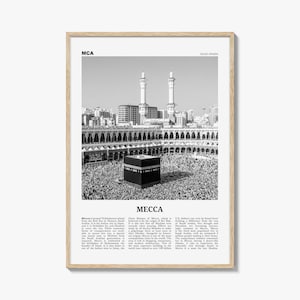 Mecca Print Black and White, Mecca Wall Art, Mecca Poster, Mecca Photo, Saudi Arabia, Makkah al-Mukarramah, مكة بكة مكة المكرمة