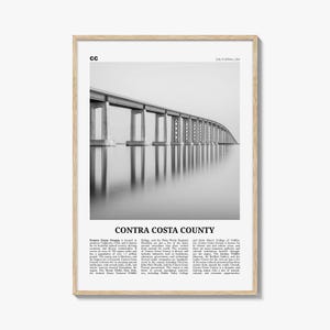 Contra Costa County Print Schwarz und weiß, Contra Costa Wandkunst, Contra Costa Poster, Contra Costa Foto, Contra Costa Wanddekor