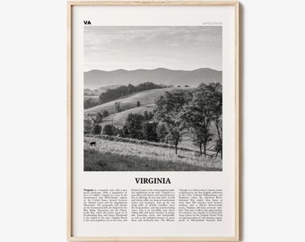 Virginia Print Black and White No 1, Virginia Wall Art, Virginia Poster, Virginia Photo, Virginia Wall Decor, USA, United States