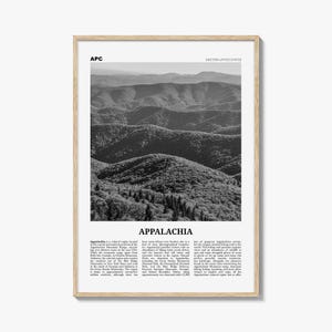 Appalachia Print Black and White, Appalachia Wall Art, Appalachia Poster, Appalachia Photo, Appalachia Map, Eastern United States
