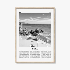 Nerja Print Schwarzweiß, Nerja Wandkunst, Nerja Poster, Nerja Foto, Nerja Wanddekor, Costa del Sol, Malaga, Spanien, Andalusien, España