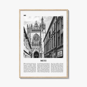 Impresión de Metz en blanco y negro, Arte de la pared de Metz, Cartel de Metz, Foto de Metz, Decoración de la pared de Metz, Francia, Grand Est Moselle, Lorena