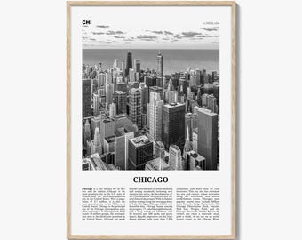 Chicago Poster Print Black and White, Willis Tower Photo, Illinois Wall Art