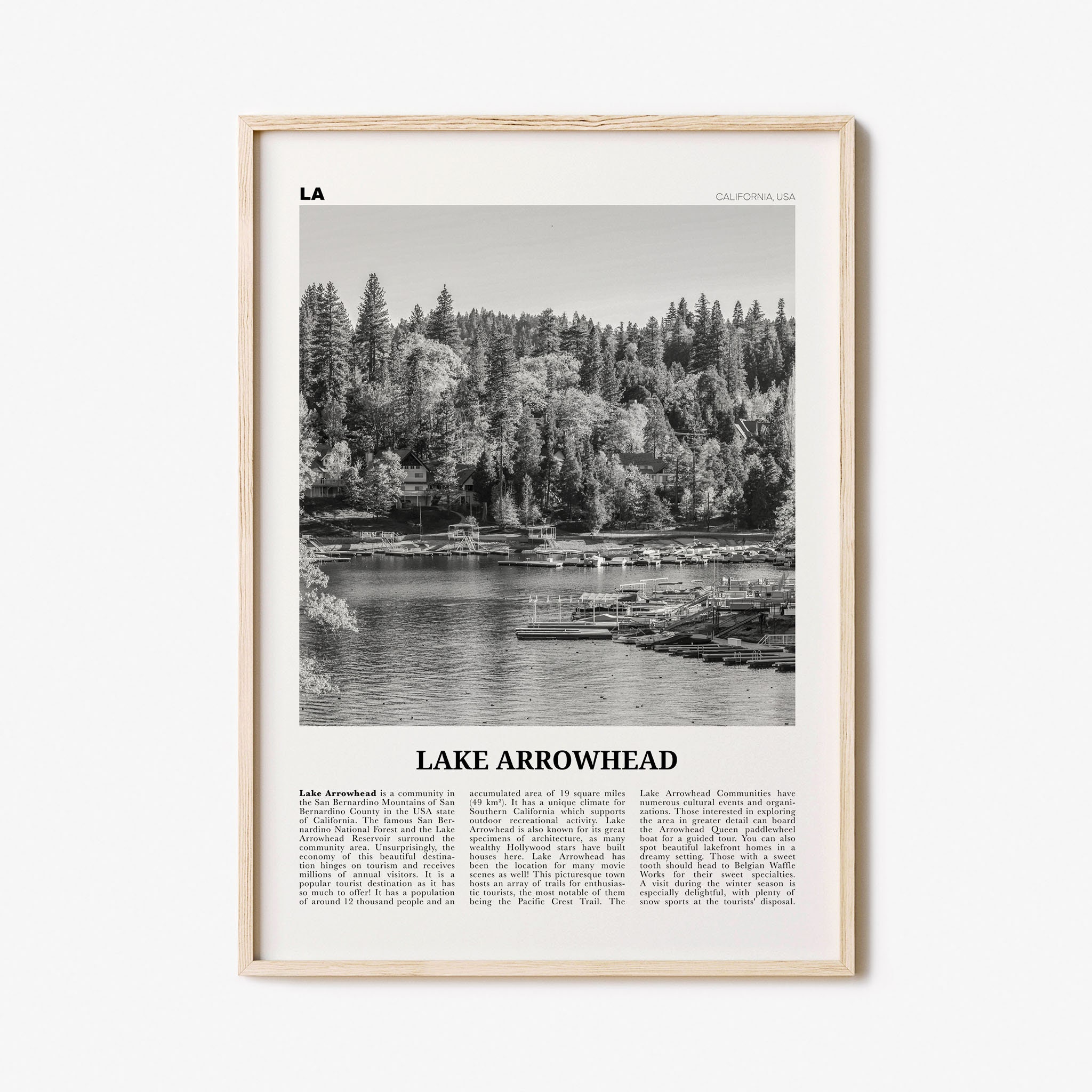 Lake Arrowhead Print Black and White Lake Arrowhead Wall pic