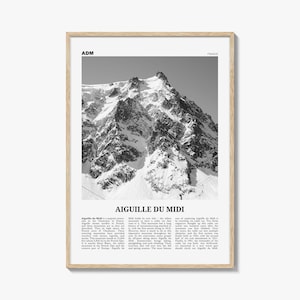 Impression Aiguille du Midi noir et blanc, art mural Aiguille du Midi, affiche Aiguille du Midi, photo Aiguille du Midi, décor Aiguille, France