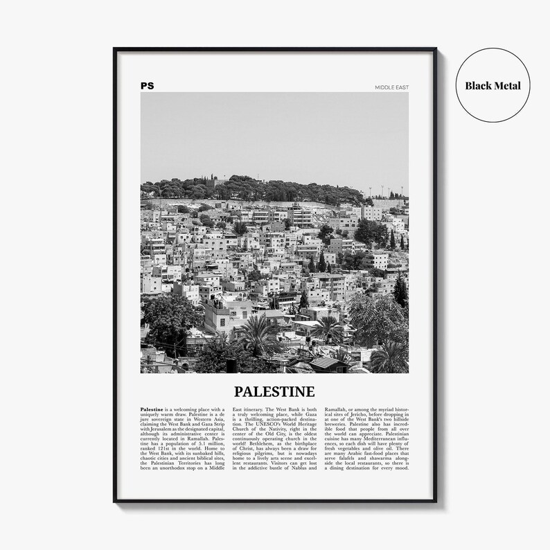 Palestine Poster Print Black and White, Middle East Travel Wall Art, Jerusalem Photography image 9