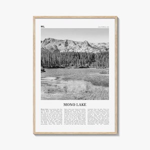 Mono Lake Print Black and White, Mono Lake Wall Art, Mono Lake Poster, Mono Lake Photo, Mono Lake Wall Décor, Mono Lake Map, California, USA