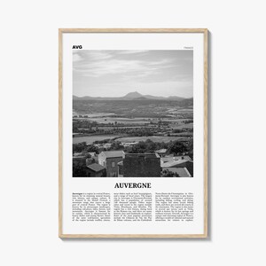 Auvergne Print Black and White, Auvergne Wall Art, Auvergne Poster, Auvergne Photo, Auvergne Wall Décor, Auvergne Map, France