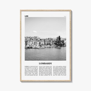 Lombardy Italy Print: Black and White Lake View
