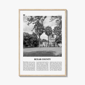 Bexar County Print Black and White, Bexar County Wall Art, Bexar County Poster, Bexar County Photo, Bexar County Wall Décor, Bexar Map