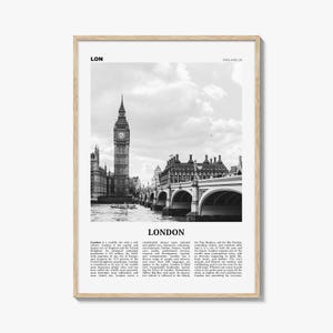 London Poster Print Black and White, Big Ben Photo, UK Wall Art image 1