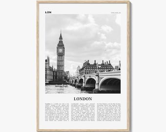 Póster de Londres en blanco y negro, foto del Big Ben, arte mural del Reino Unido