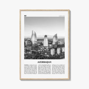Azerbaijan Print Black and White, Azerbaijan Wall Art, Azerbaijan Poster, Azerbaijan Photo, Azerbaijan Wall Decor, Azərbaycan, Baku, Asia