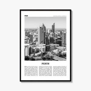Perth Poster, Black and White Photo Print, Travel Newspaper Wall Art, Home Decor