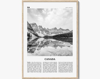Canada Poster Print Black and White, Nature Travel Wall Art, Mountain View Photography