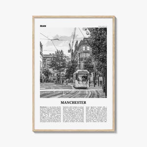 Impresión en blanco y negro de Manchester, Inglaterra n.º 1, arte mural de Manchester, póster de Manchester, foto de Manchester, Reino Unido