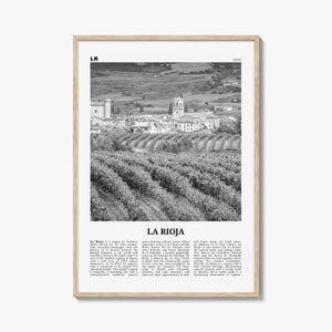 La Rioja Print Black and White, La Rioja Wall Art, La Rioja Poster, La Rioja Photo, La Rioja Wall Décor, La Rioja Map, Spain