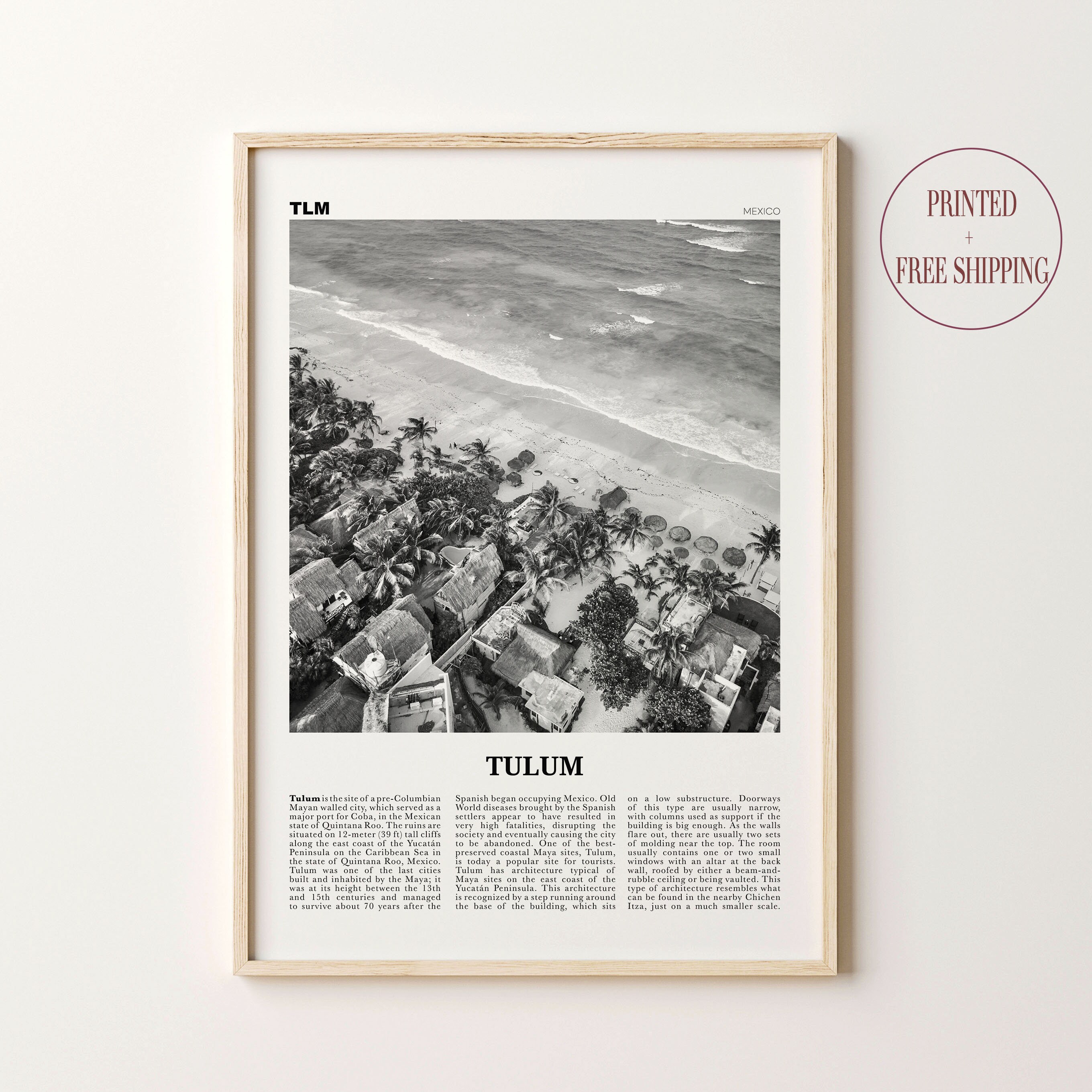 Tulum Print Black and White Tulum Wall Art Tulum Poster | Etsy