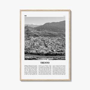 Trento Print Black and White, Trento Wall Art, Trento Poster, Trento Photo, Trento Wall Décor, Trento Map, Italy